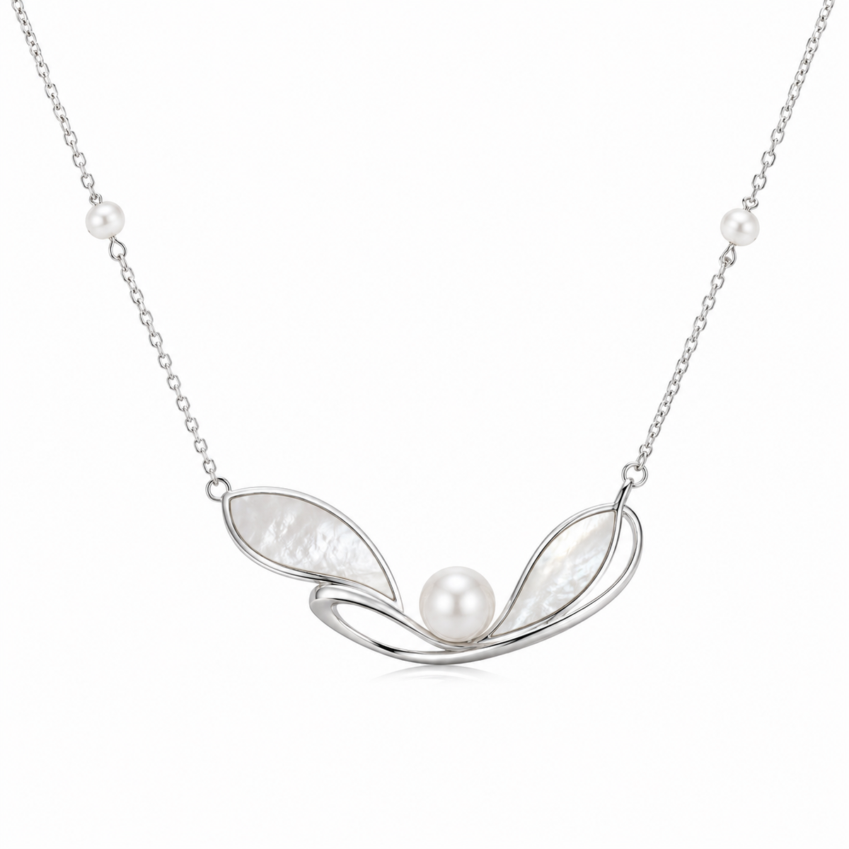Sterling Silver Freshwater Pearl Mother of Pearl Necklace