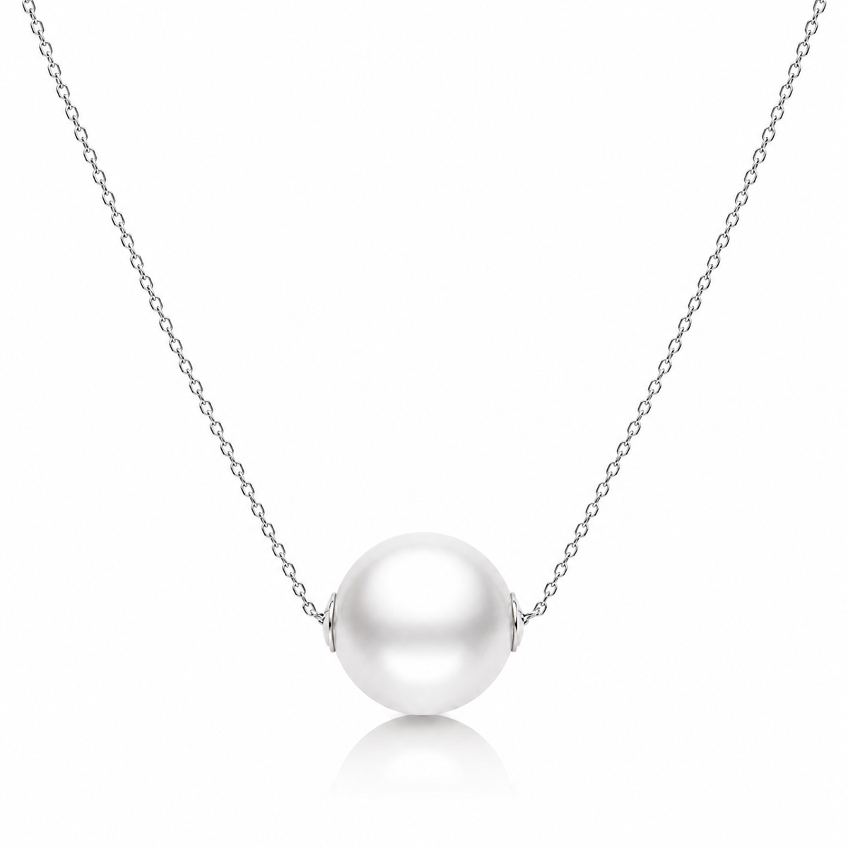 Freshwater pearl bead necklace on a white background