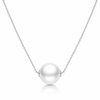 Freshwater pearl bead necklace on a white background