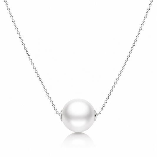 Freshwater pearl bead necklace on a white background